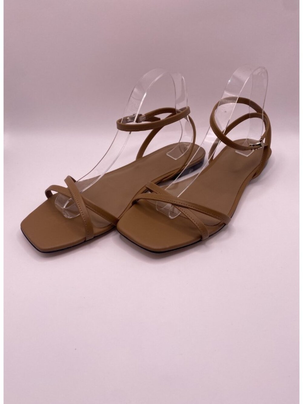 BOSS Womens Crossover Leather Ankle-Strap Sandals Sz 42/11